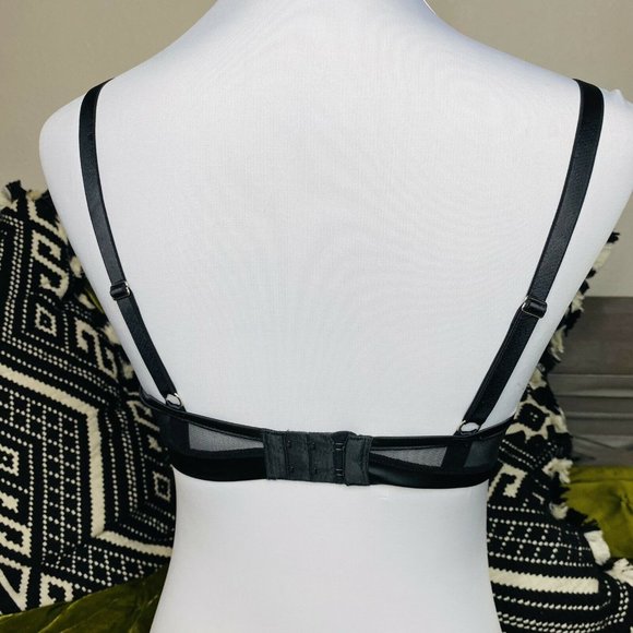 Simone Perele Implicite Bra 32D Black Mesh Sheer Unpadded See Through Underwire - Picture 9 of 9